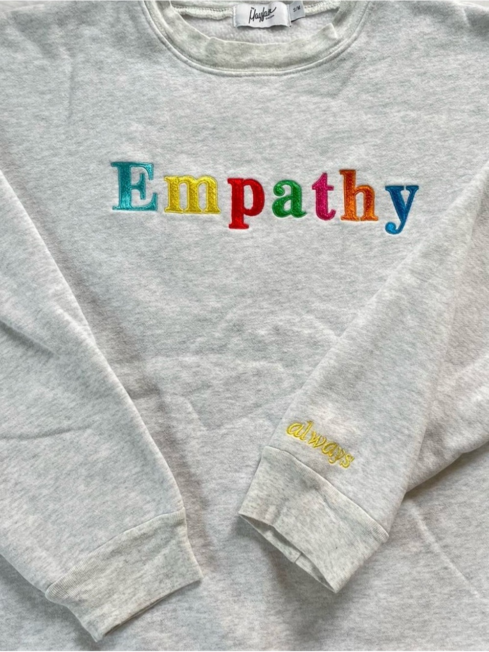 The Mayfair Group 'Empathy' Embroidered Gray Sweatshirt -  L/XL